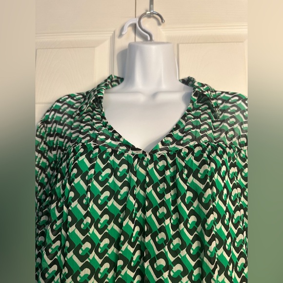 Heidi Print Long Sleeve Shift Dress Diane Von Furstenberg Size Large. Green. - Picture 15 of 16